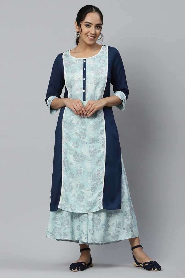 Printed-Viscose-Round-Neck-Women-s-Kurta-Set