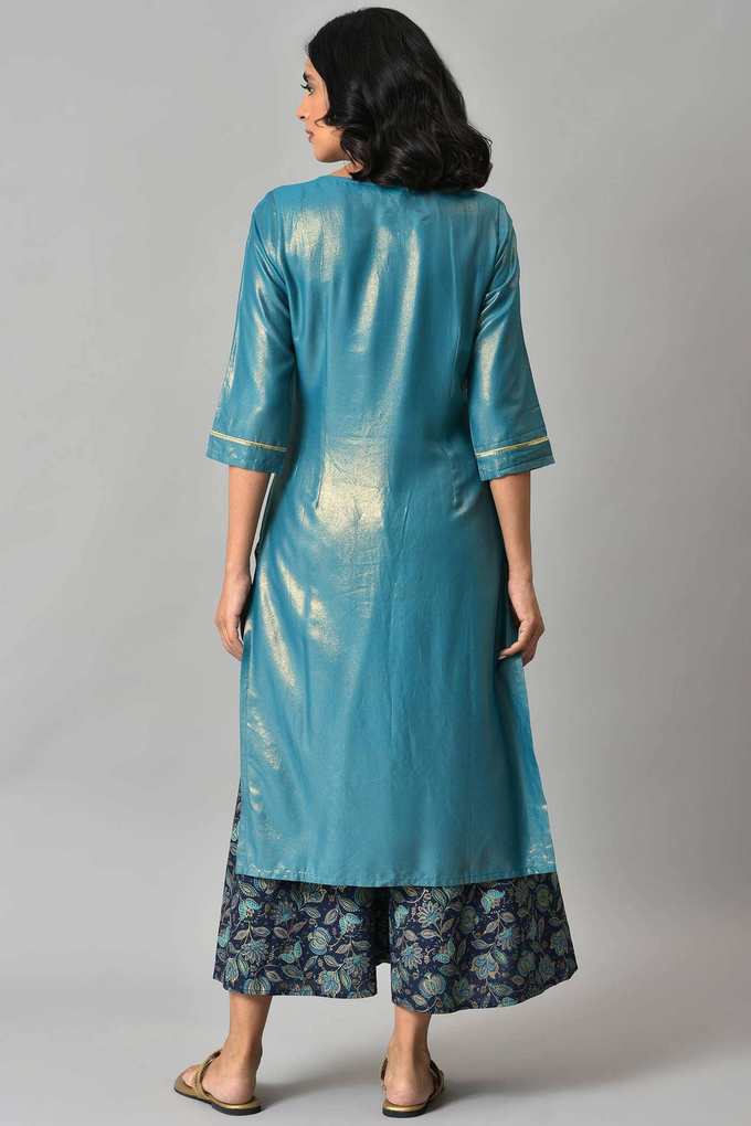 Printed-Viscose-Round-Neck-Women-s-Kurta-Set