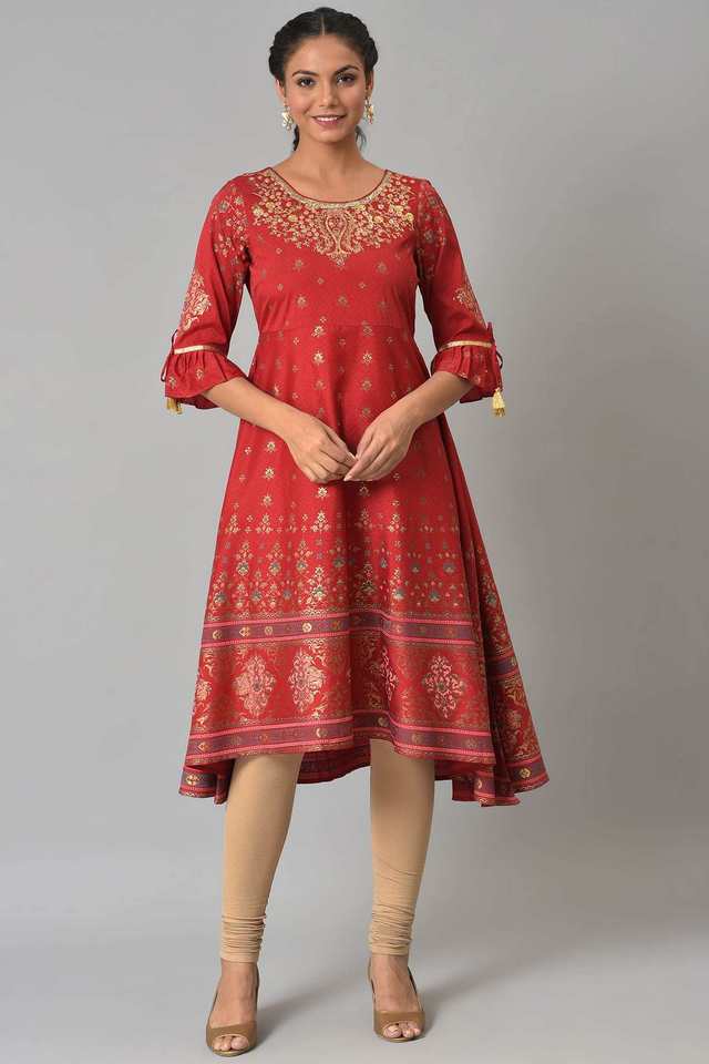 Printed-Crepe-Round-Neck-Women-s-Kurta