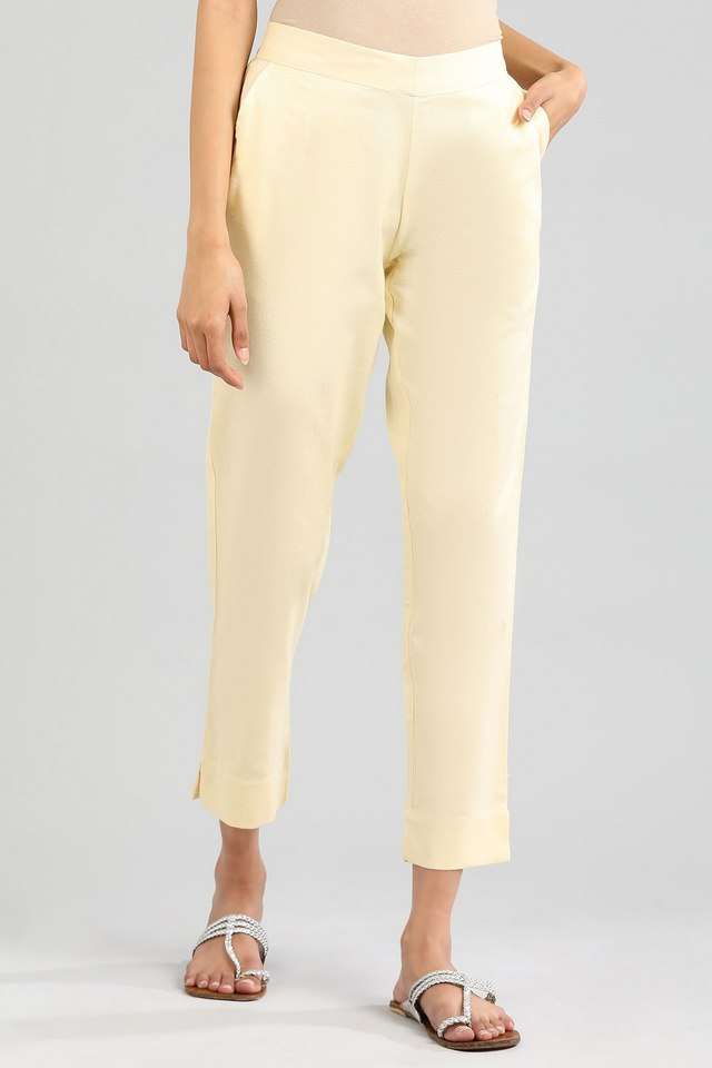 Solid-Blended-Fabric-Slim-Fit-Women-s-Trousers