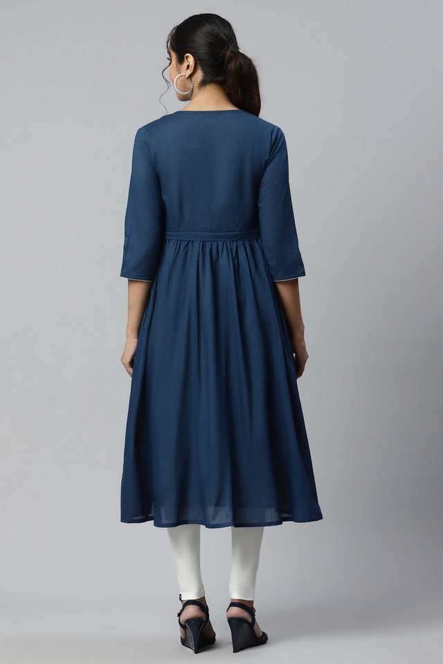 Solid-Cotton-V-Neck-Women-s-Kurta-Set