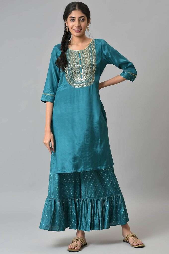 Solid-Ankle-Length-Viscose-Woven-Women-s-Kurta-Set