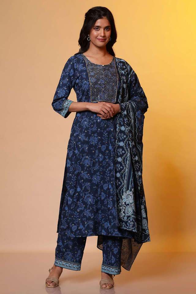 Printed-Viscose-Round-Neck-Women-s-Kurta-Set
