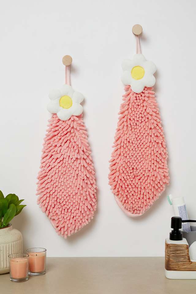Orion-Micro-Chenile-Hanging-Towel-S/2-Pink