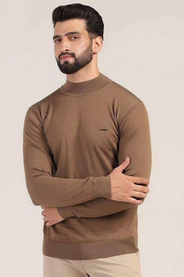 Solid-Jersey-Turtle-Neck-Men-s-Sweater