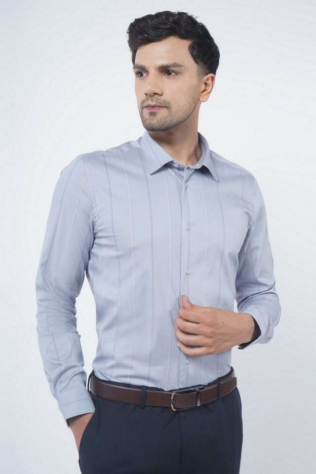 Stripes-Nylon-Blend-Classic-Collar-Men-s-Formal-Wear-Shirt