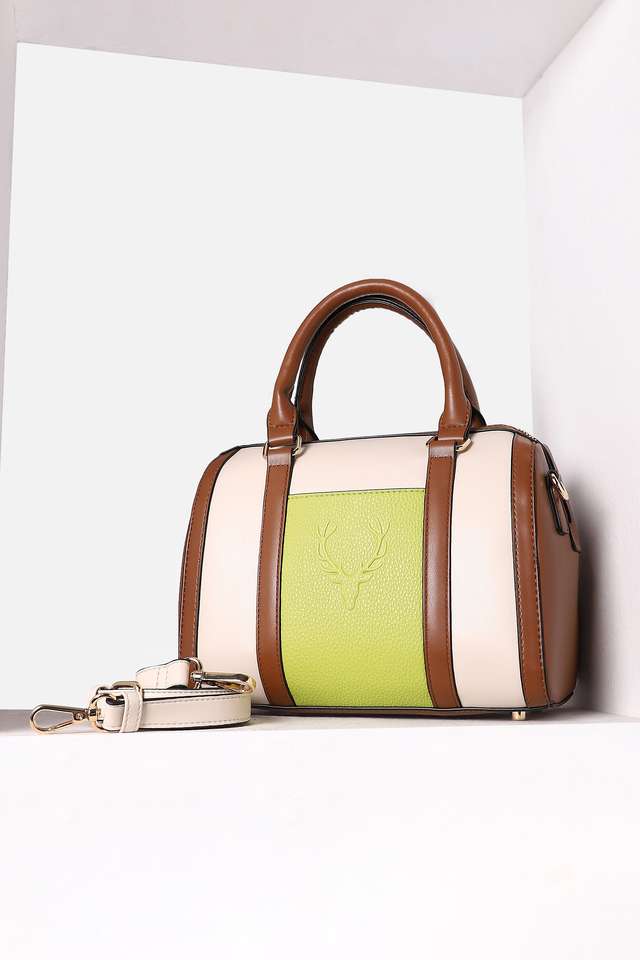 Zipper-Stag-Colorblock-PU-Women-s-Casual-Wear-Satchel
