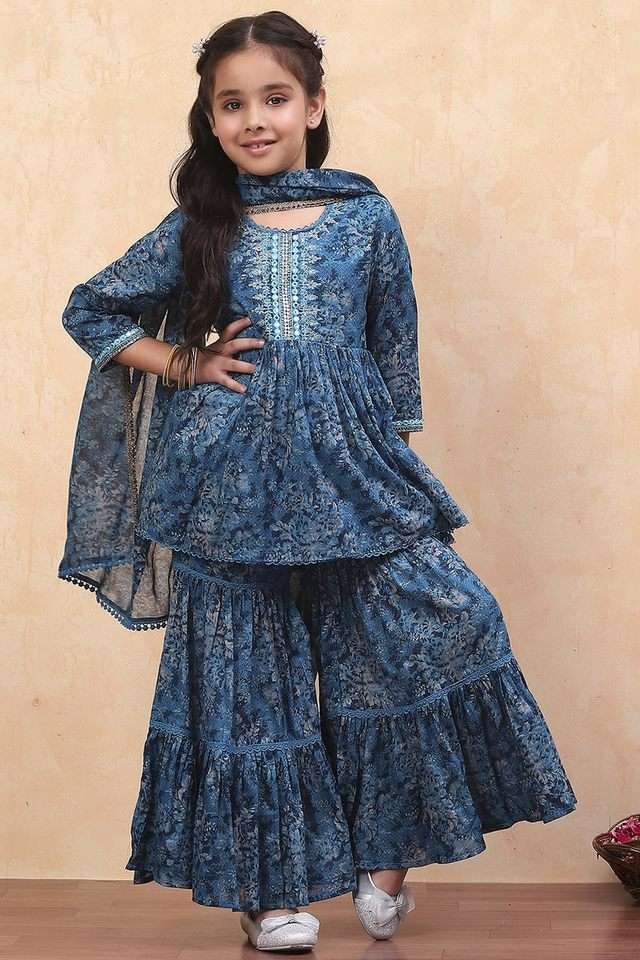 Printed-Cotton-Flared-Fit-Girls-Kurta-Set
