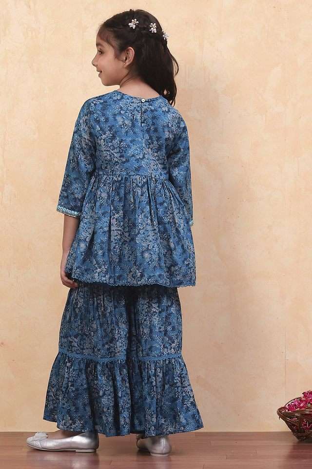 Printed-Cotton-Flared-Fit-Girls-Kurta-Set