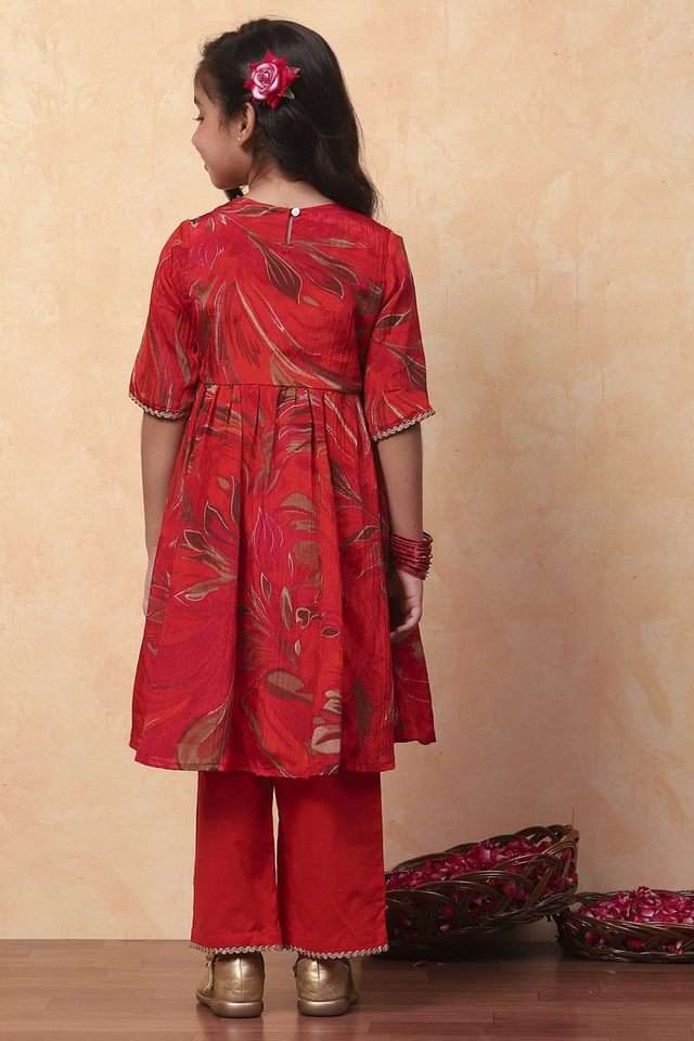 Printed-Nylon-Regular-Fit-Girls-Kurta-Set