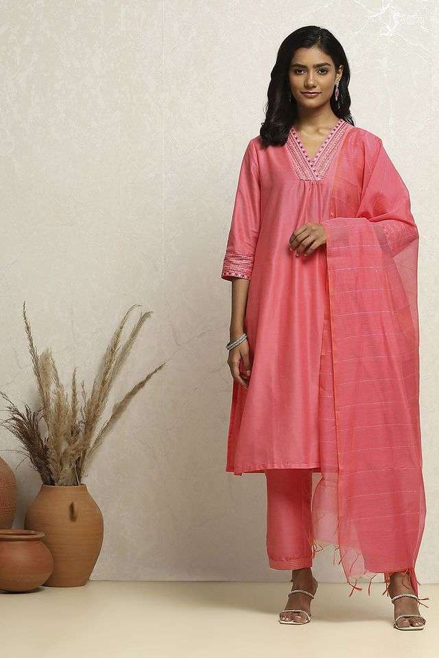 Embroidered-Full-Length-Polyester-Woven-Women-s-Kurta-Set