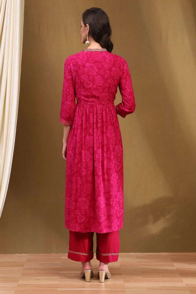 Printed-Rayon-V-Neck-Women-s-Kurta-Set