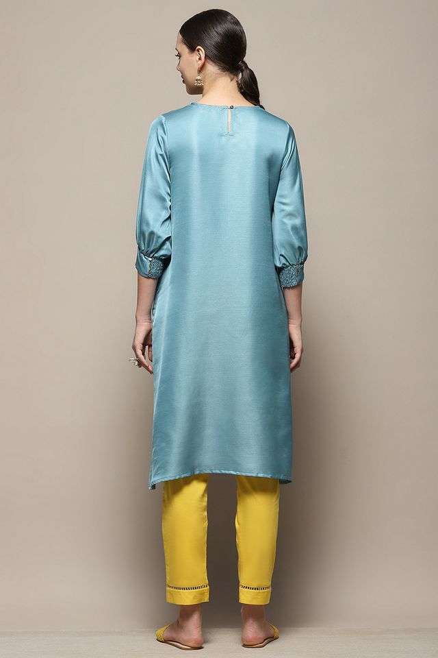 Yarn-Dyed-Satin-Round-Neck-Women-s-Festive-Wear-Kurta