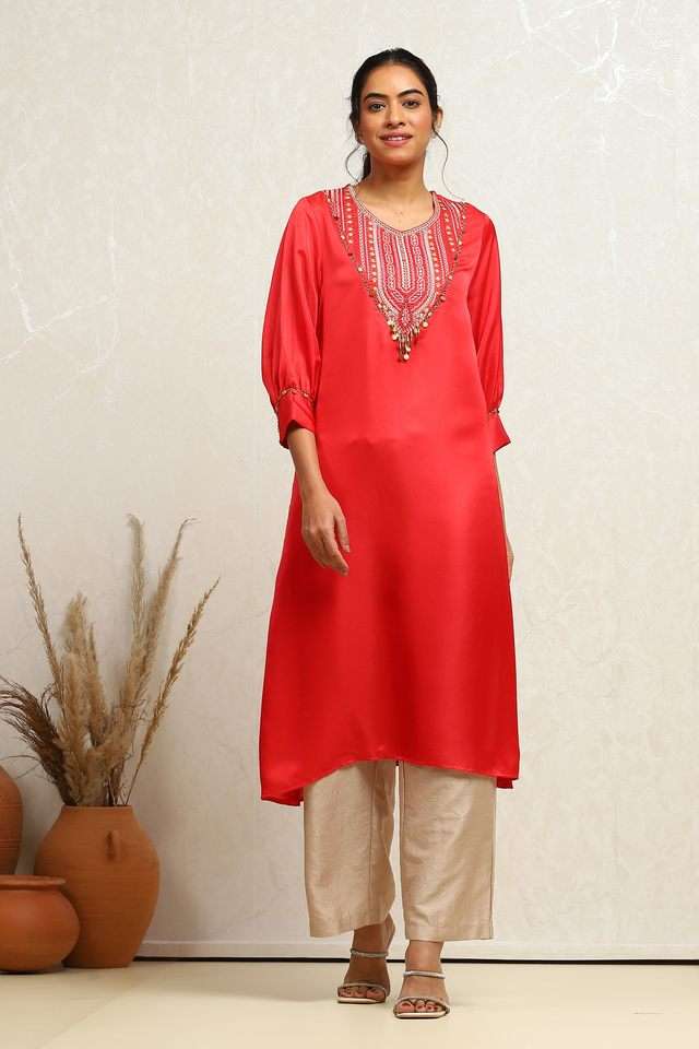 Tie-&-Dye-Satin-Round-Neck-Women-s-Kurta