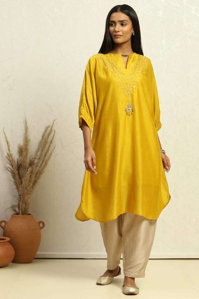 Tie-&-Dye-Polyester-Round-Neck-Women-s-Kurta