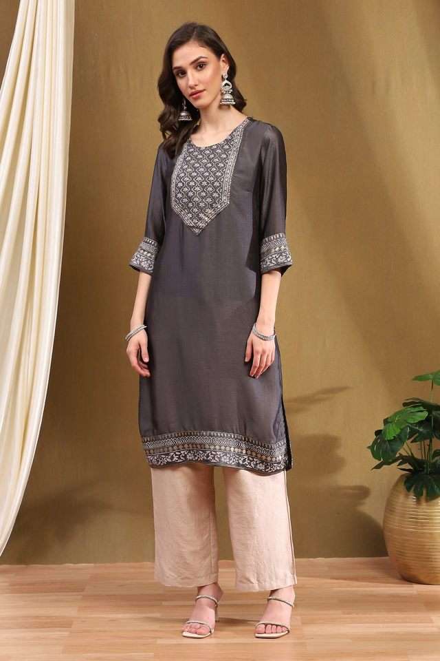 Yarn-Dyed-Silk-Round-Neck-Women-s-Kurta