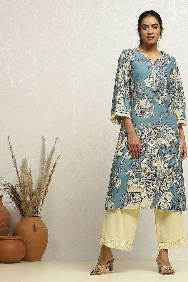 Printed-Cotton-Round-Neck-Women-s-Casual-Wear-Kurta