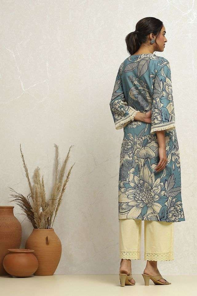 Printed-Cotton-Round-Neck-Women-s-Casual-Wear-Kurta
