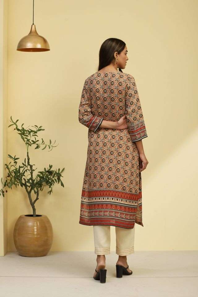 Printed-Rayon-Round-Neck-Women-s-Kurta