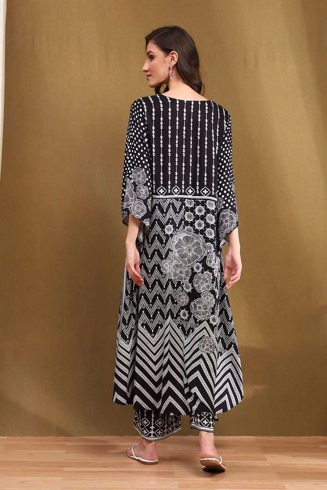 Printed-Rayon-Round-Neck-Women-s-Kurta-Set