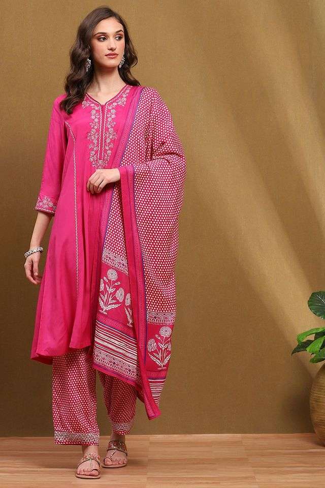 Solid-Full-Length-Rayon-Woven-Women-s-Kurta-Set