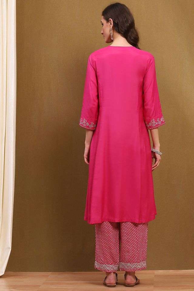 Solid-Full-Length-Rayon-Woven-Women-s-Kurta-Set