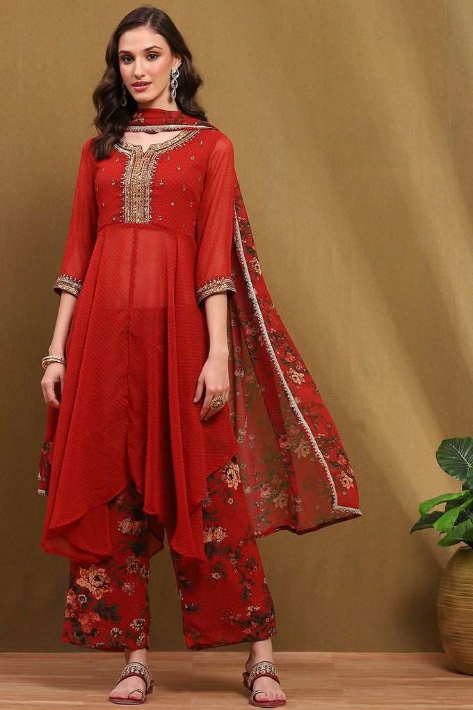 Printed-Full-Length-Polyester-Woven-Women-s-Kurta-Set