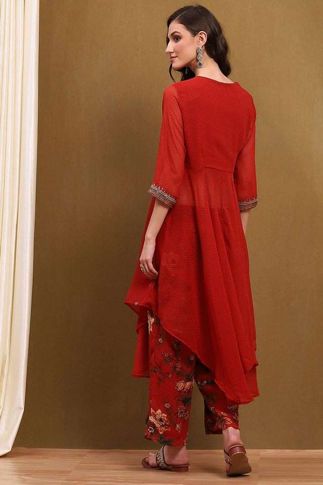 Printed-Full-Length-Polyester-Woven-Women-s-Kurta-Set