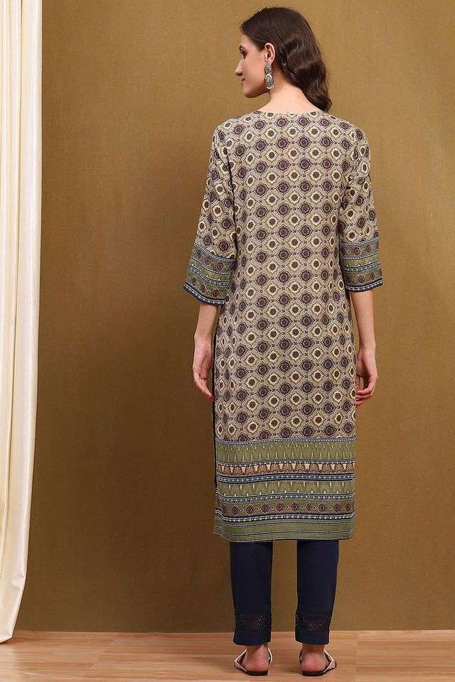 Printed-Rayon-Round-Neck-Women-s-Casual-Wear-Kurta