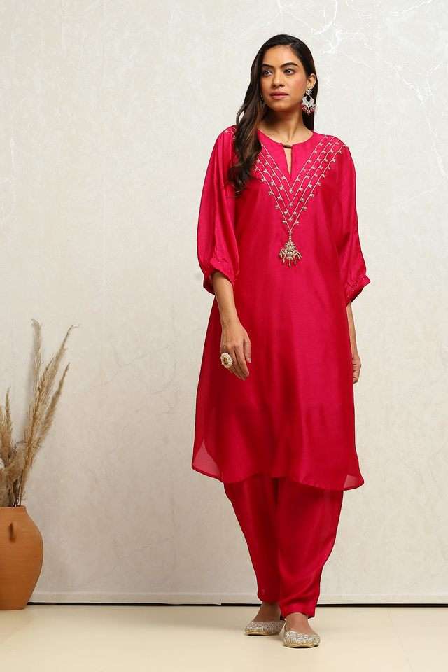 Tie-&-Dye-Polyester-Round-Neck-Women-s-Kurta