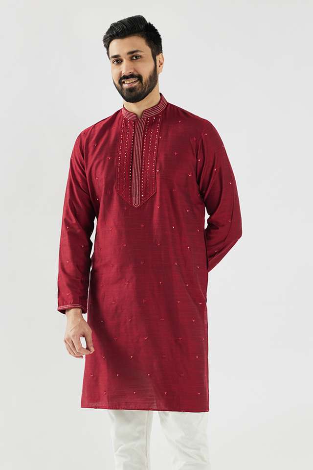 Embroidered-Blended-Fabric-Collared-Men-s-Festive-Wear-Kurta