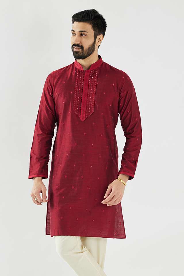 Embroidered-Blended-Fabric-Collared-Men-s-Festive-Wear-Kurta