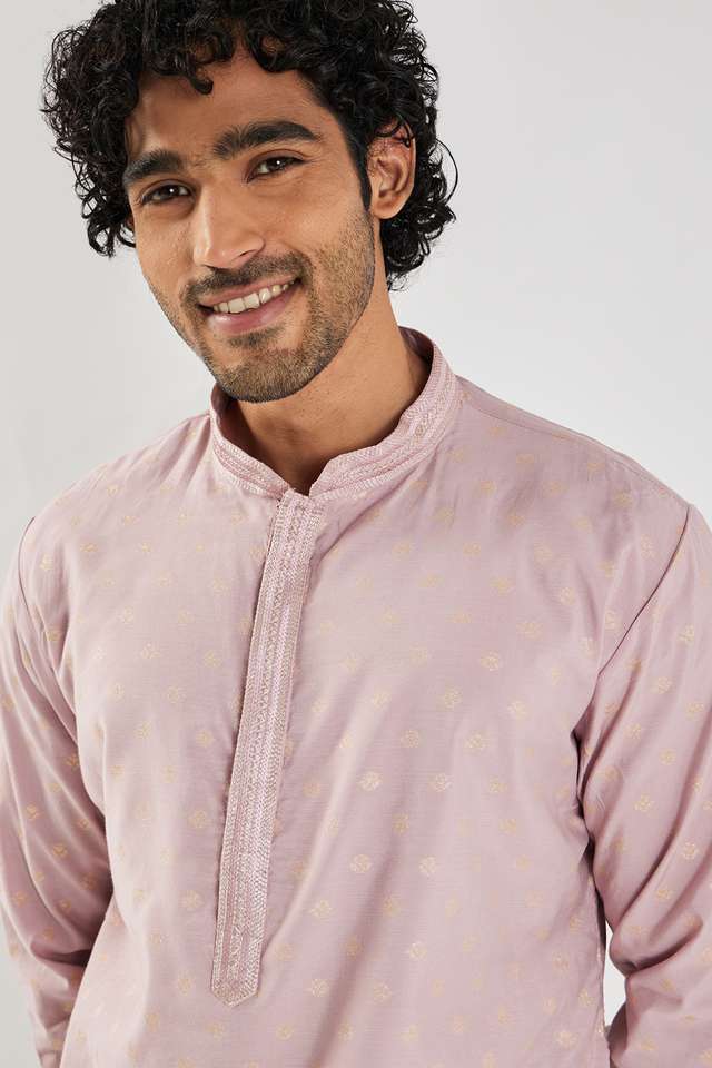 Solid-Brocade-Collared-Men-s-Festive-Wear-Kurta