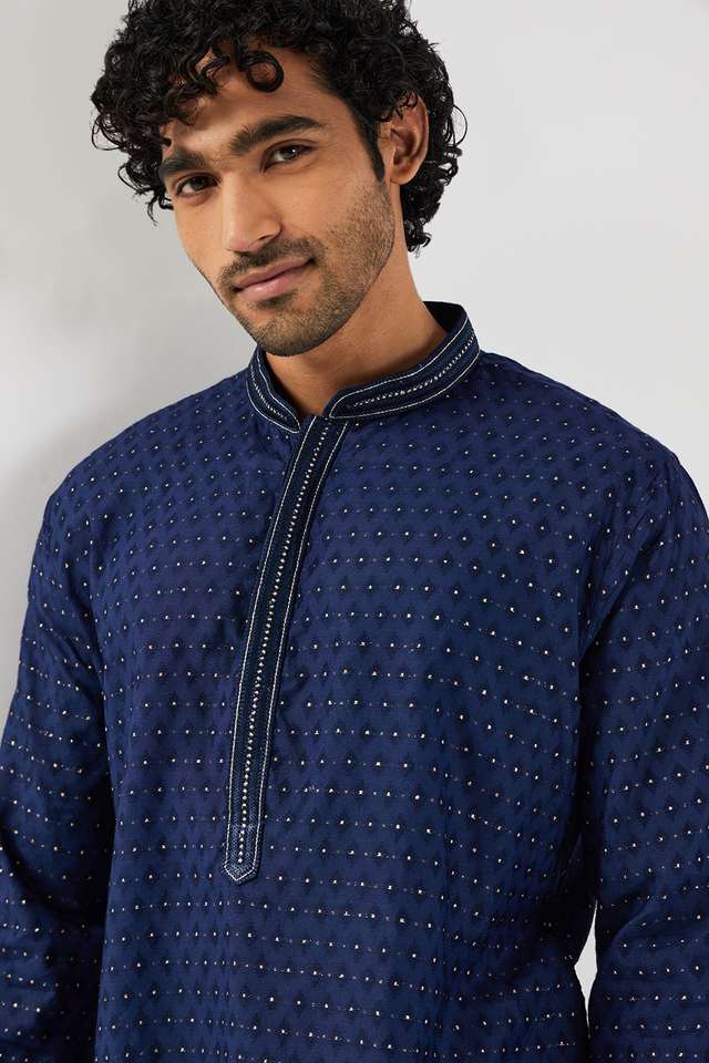 Solid-Brocade-Collared-Men-s-Festive-Wear-Kurta