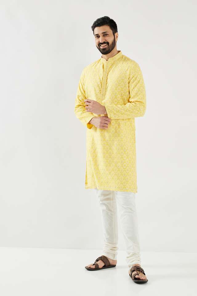 Solid-Chanderi-Collared-Men-s-Festive-Wear-Kurta