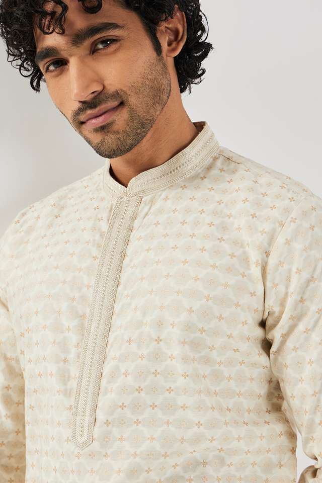 Solid-Chanderi-Collared-Men-s-Festive-Wear-Kurta