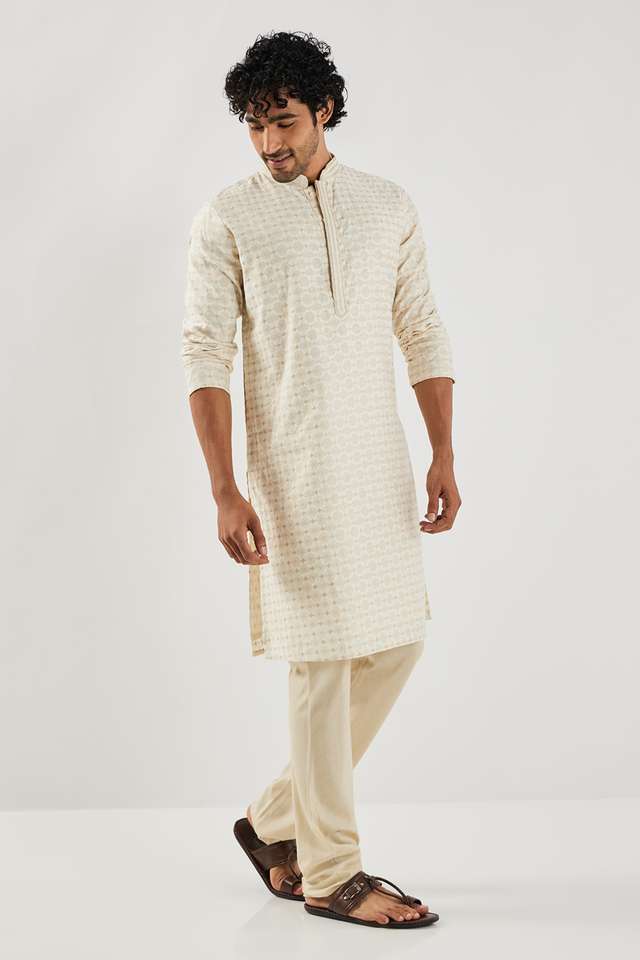 Solid-Chanderi-Collared-Men-s-Festive-Wear-Kurta