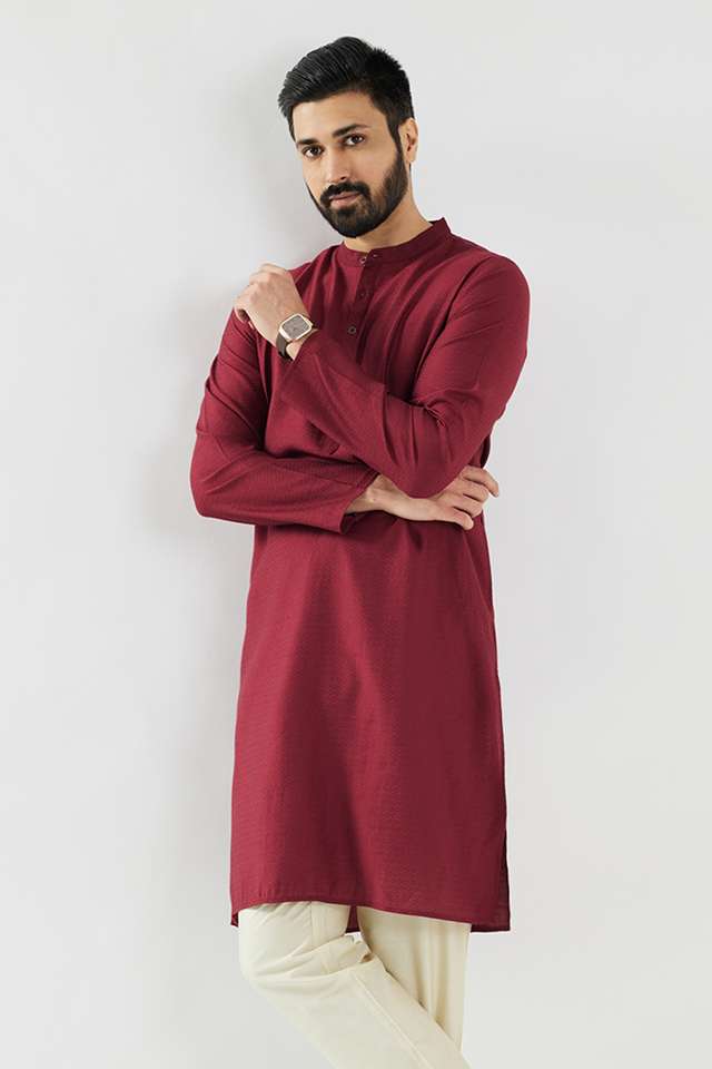 Dobby-Blended-Fabric-Collared-Men-s-Festive-Wear-Kurta
