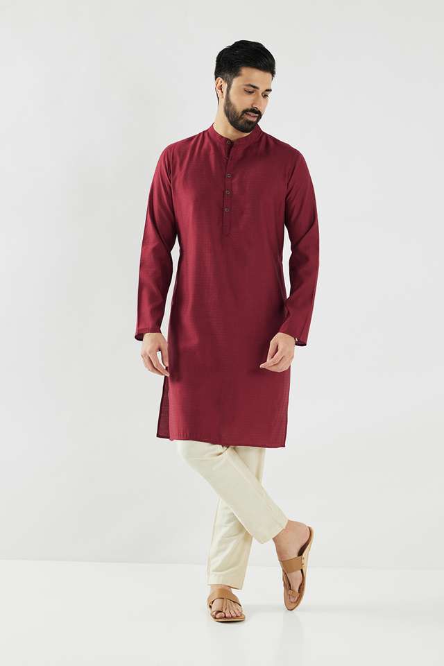 Dobby-Blended-Fabric-Collared-Men-s-Festive-Wear-Kurta
