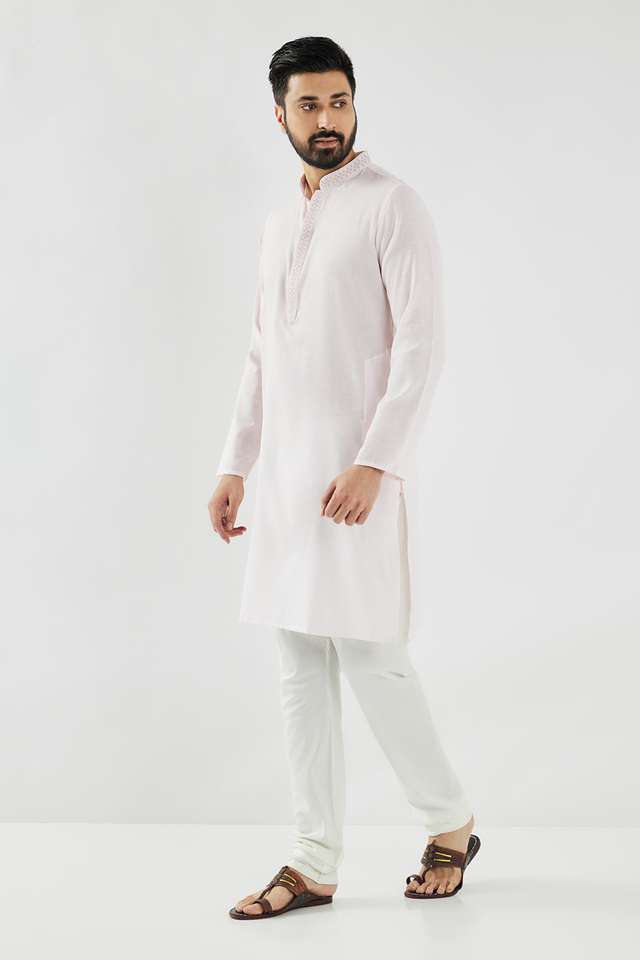 Solid-Cotton-Blend-Collared-Men-s-Festive-Wear-Kurta
