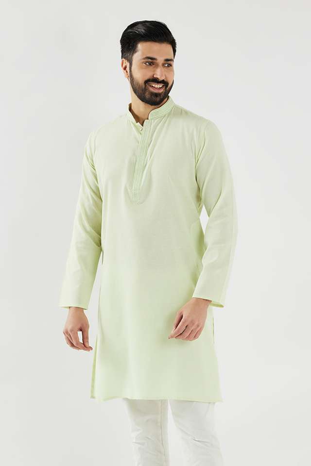 Solid-Cotton-Blend-Regular-Fit-Men-Kurta