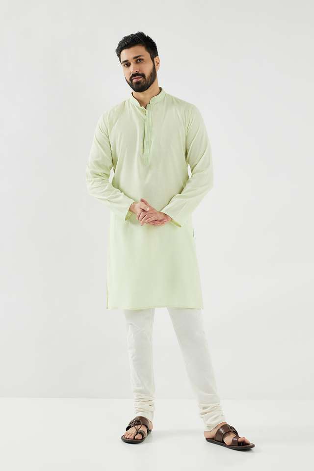 Solid-Cotton-Blend-Regular-Fit-Men-Kurta