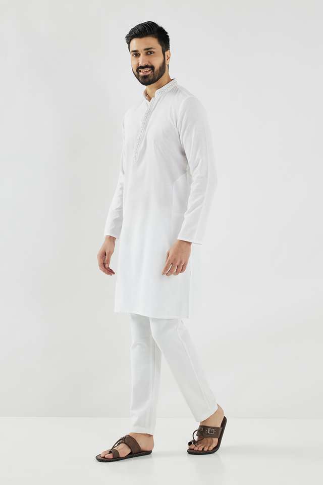 Solid-Cotton-Blend-Collared-Men-s-Festive-Wear-Kurta