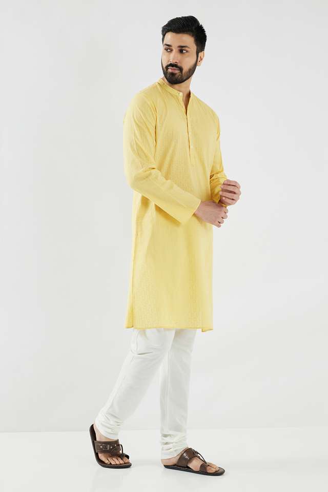 Solid-Cotton-Regular-Fit-Men-Kurta