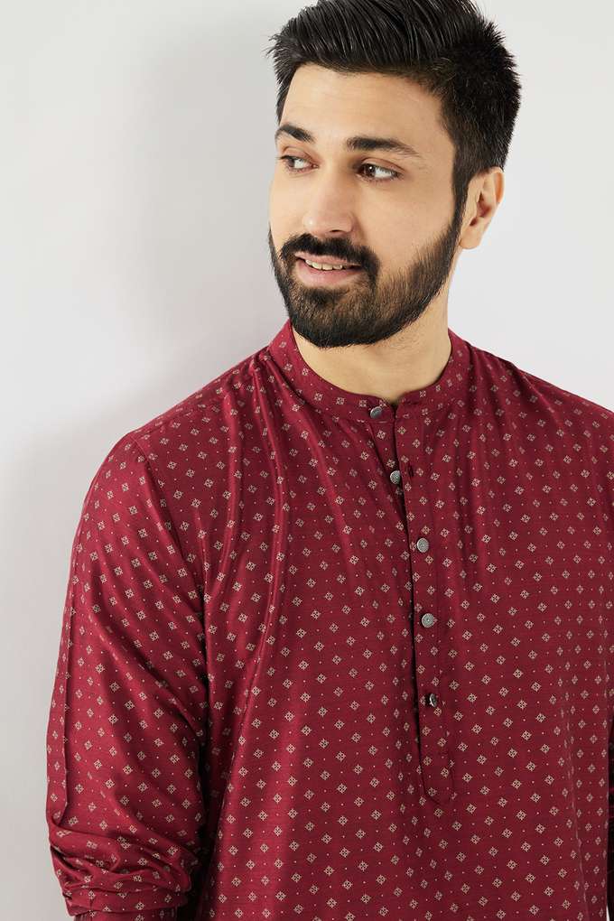Printed-Blended-Fabric-Collared-Men-s-Festive-Wear-Kurta