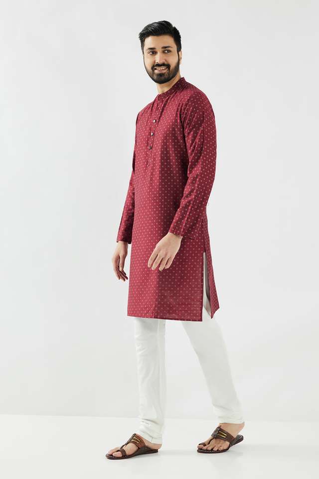Printed-Blended-Fabric-Collared-Men-s-Festive-Wear-Kurta