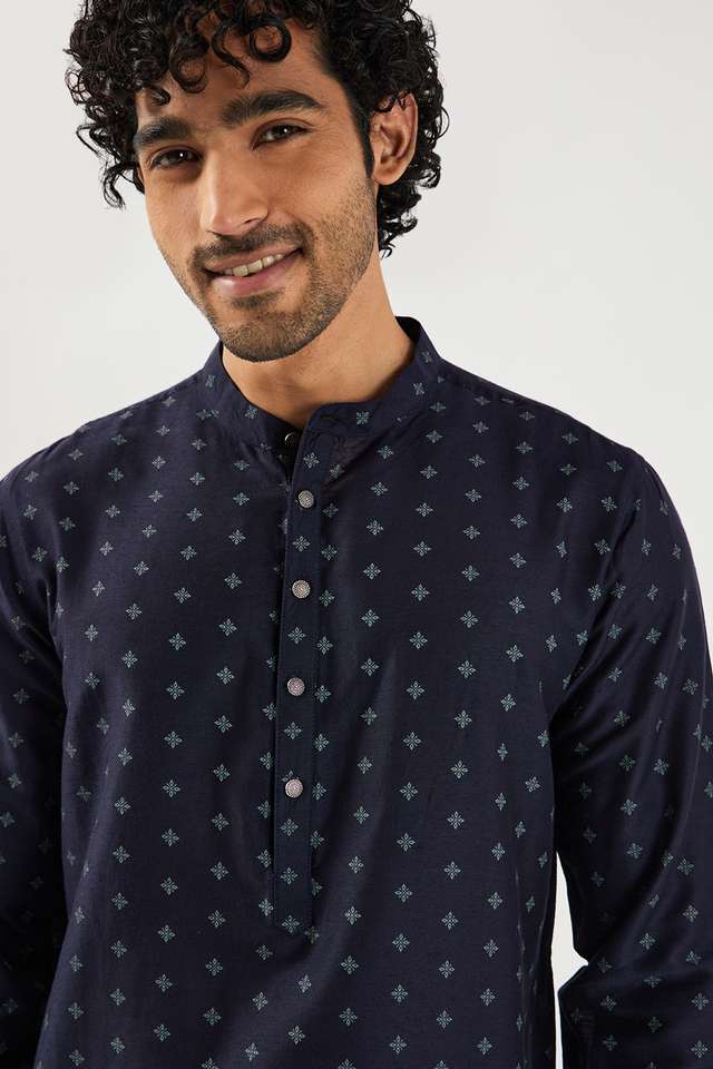 Printed-Blended-Fabric-Collared-Men-s-Festive-Wear-Kurta