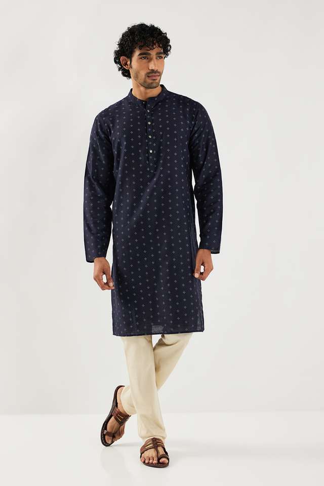 Printed-Blended-Fabric-Collared-Men-s-Festive-Wear-Kurta