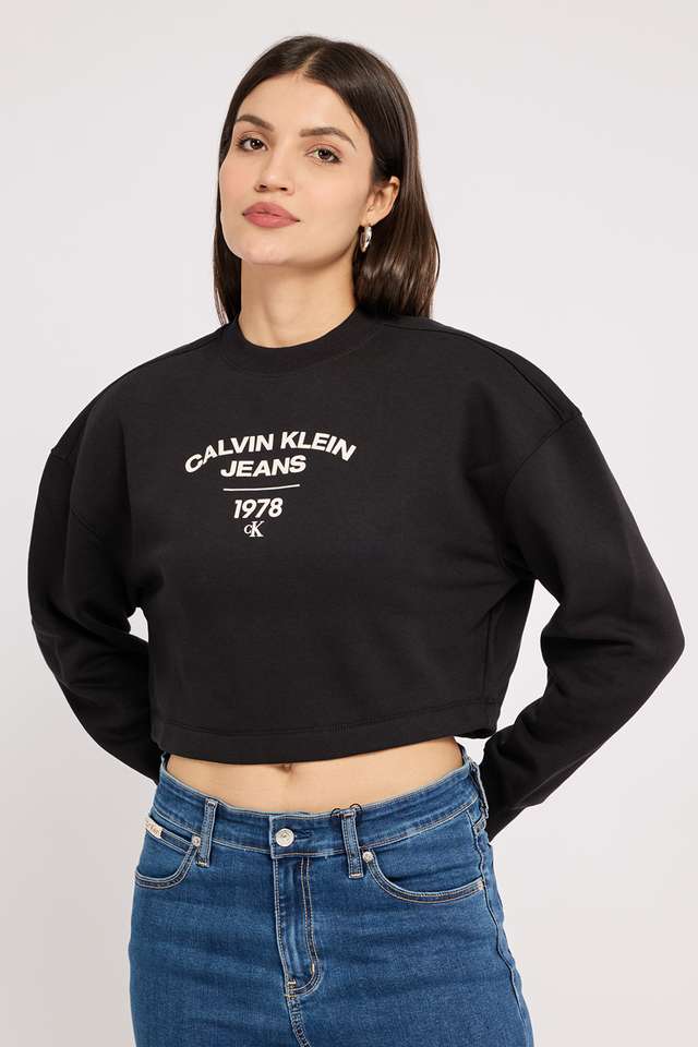 Solid-Round-Neck-Cotton-Blend-Women-Sweatshirt