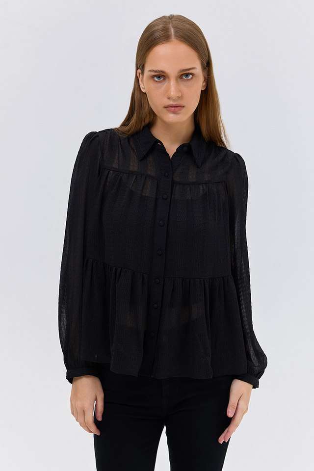 Solid Blended Fabric Round Neck Women Shirt-image-10
